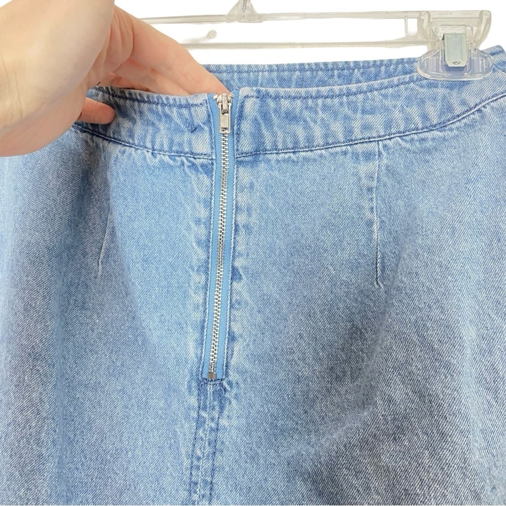 H&M Coachella Jean Skirt Womens Size 4 Small Embroidered Floral Blue Mini - Picture 5 of 8